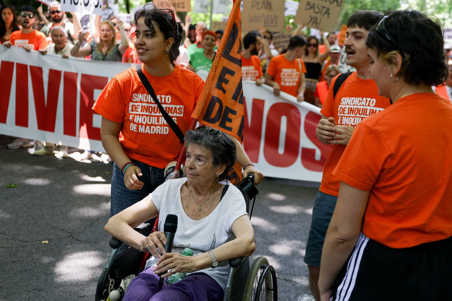 Mariacarmen Abascal während eines Protests am 24. Mai in Madrid