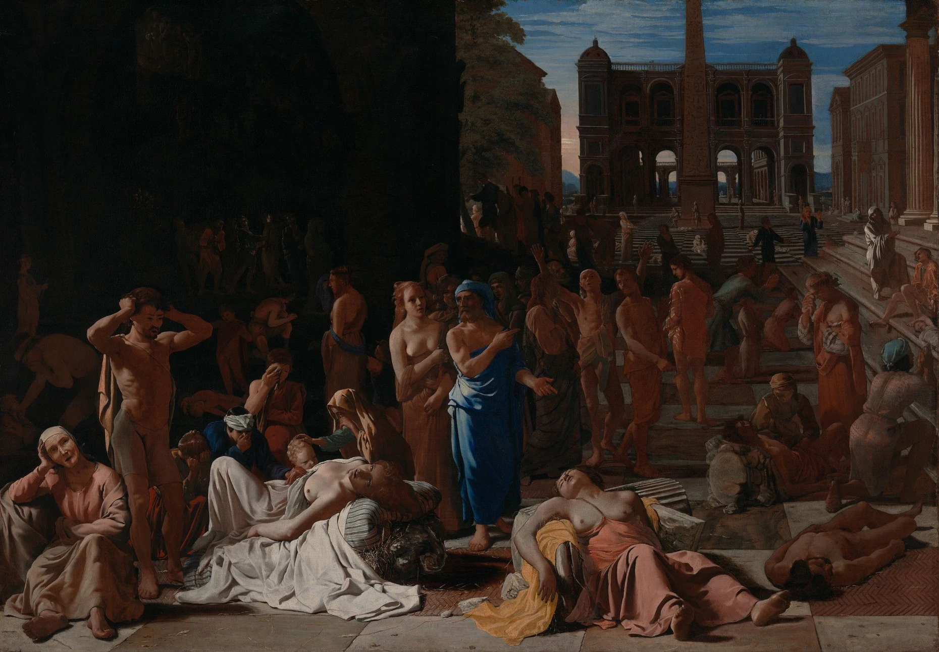 Der Kontrast von klassischer Architektur und plötzlicher Naturgewalt soll zu denken geben: Michael Sweerts malte um 1650 die Pest in einer antiken Stadt.