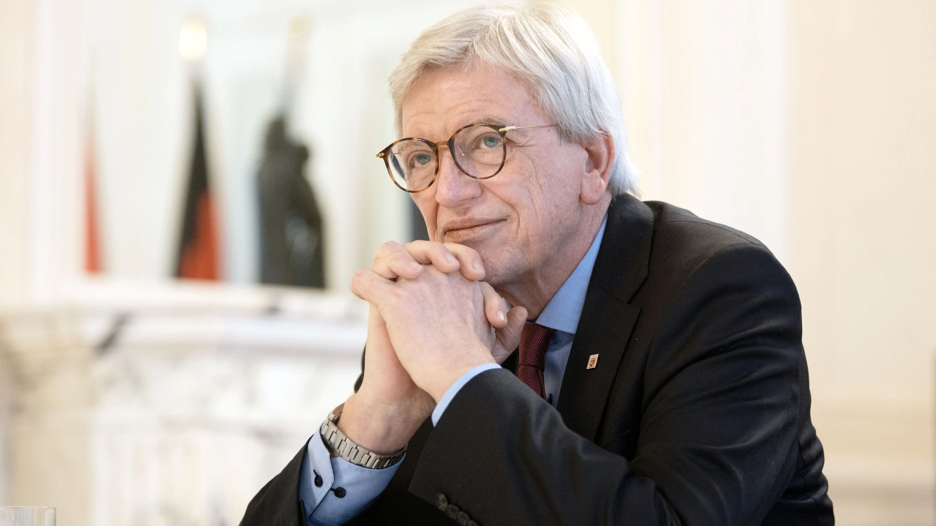 War lange Ministerpräsident in Hessen: Volker Bouffier 2021 in der Hessischen Staatskanzlei in Wiesbaden