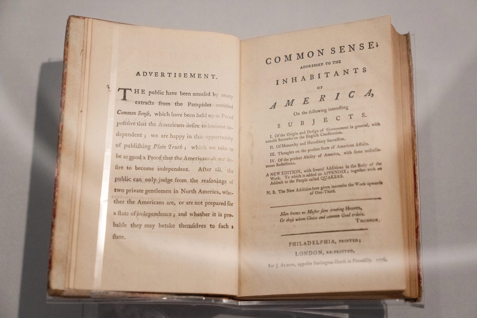 Die Erstausgabe von „Common Sense“ (1776)