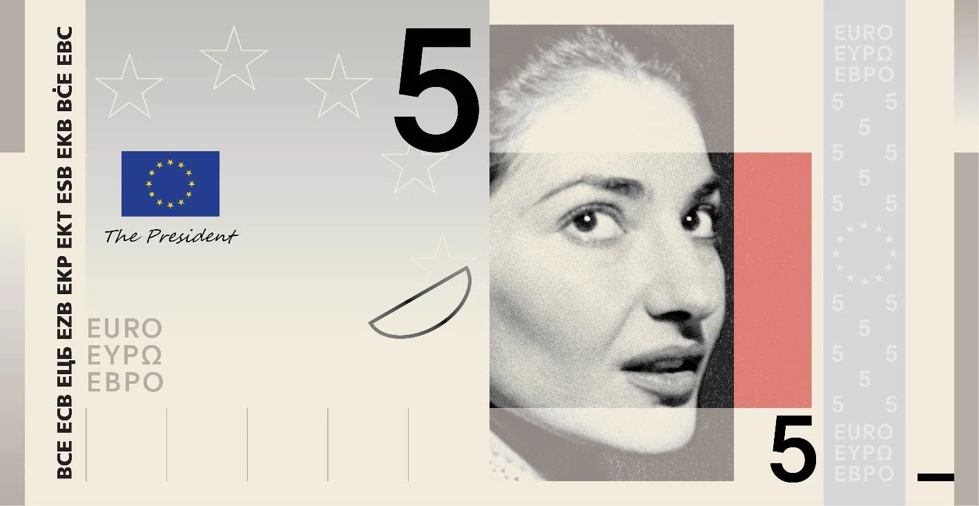 Maria Callas auf dem Fünfeuroschein der Designserie A