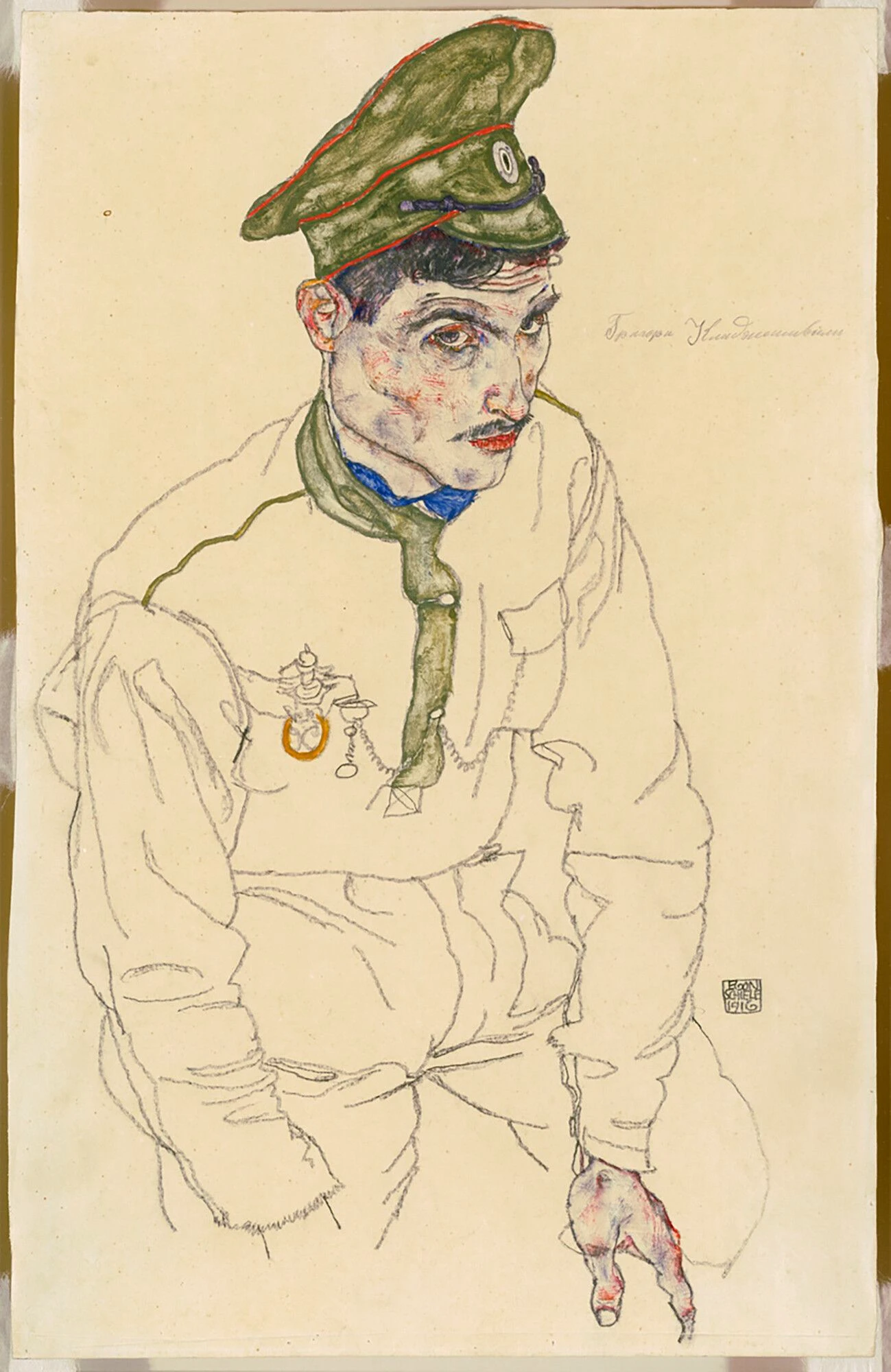 Egon Schiele zeichnete den „Russischen Kriegsgefangenen“ 1916. Die Nazis stahlen das Bild dem Sammler Fritz Grünbaum, dessen Nachfahren erhielten es 2023 zurück.