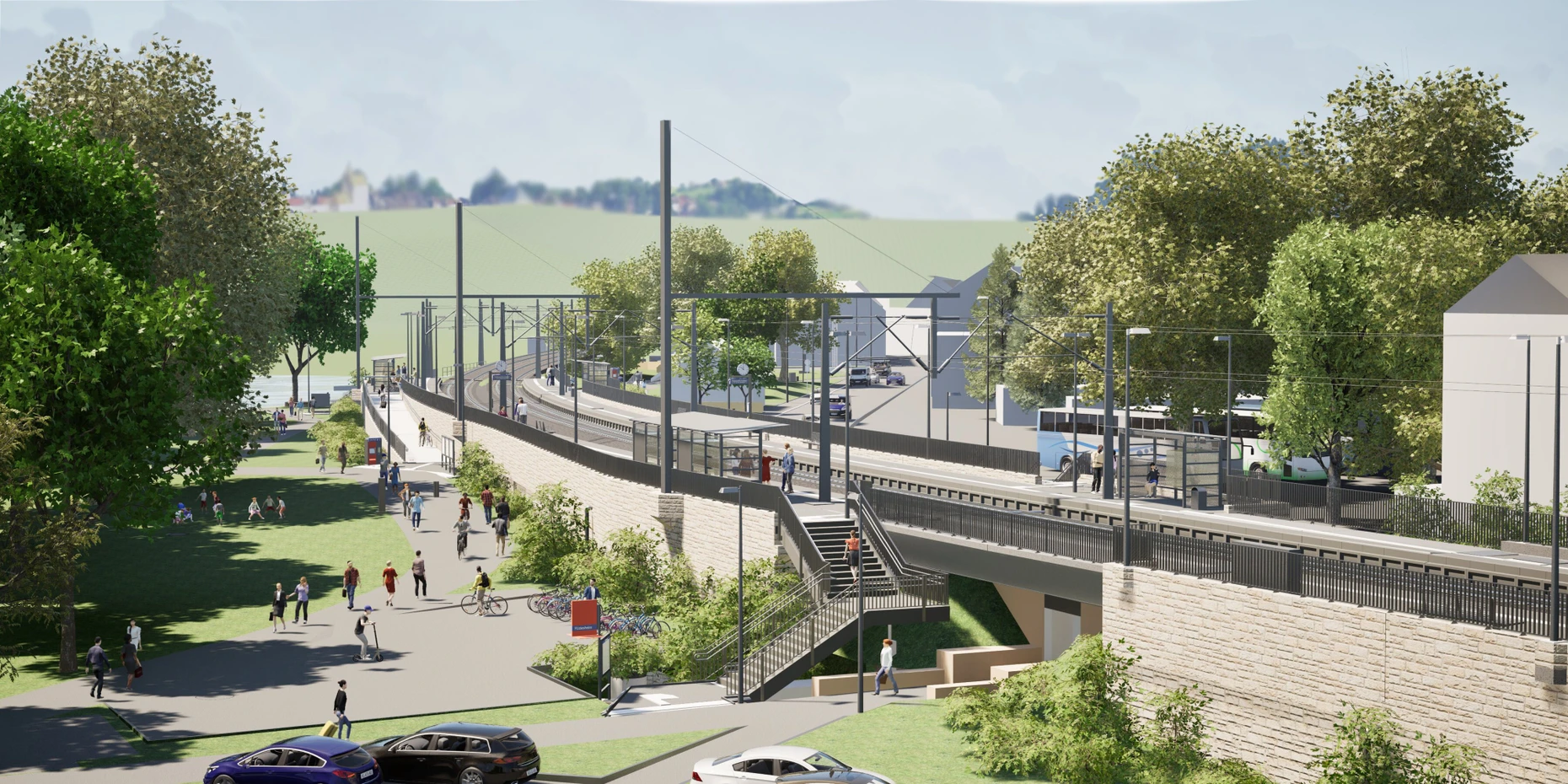 Am Hafenpark: So soll der Rüdesheimer Bahnhof künftig aussehen.