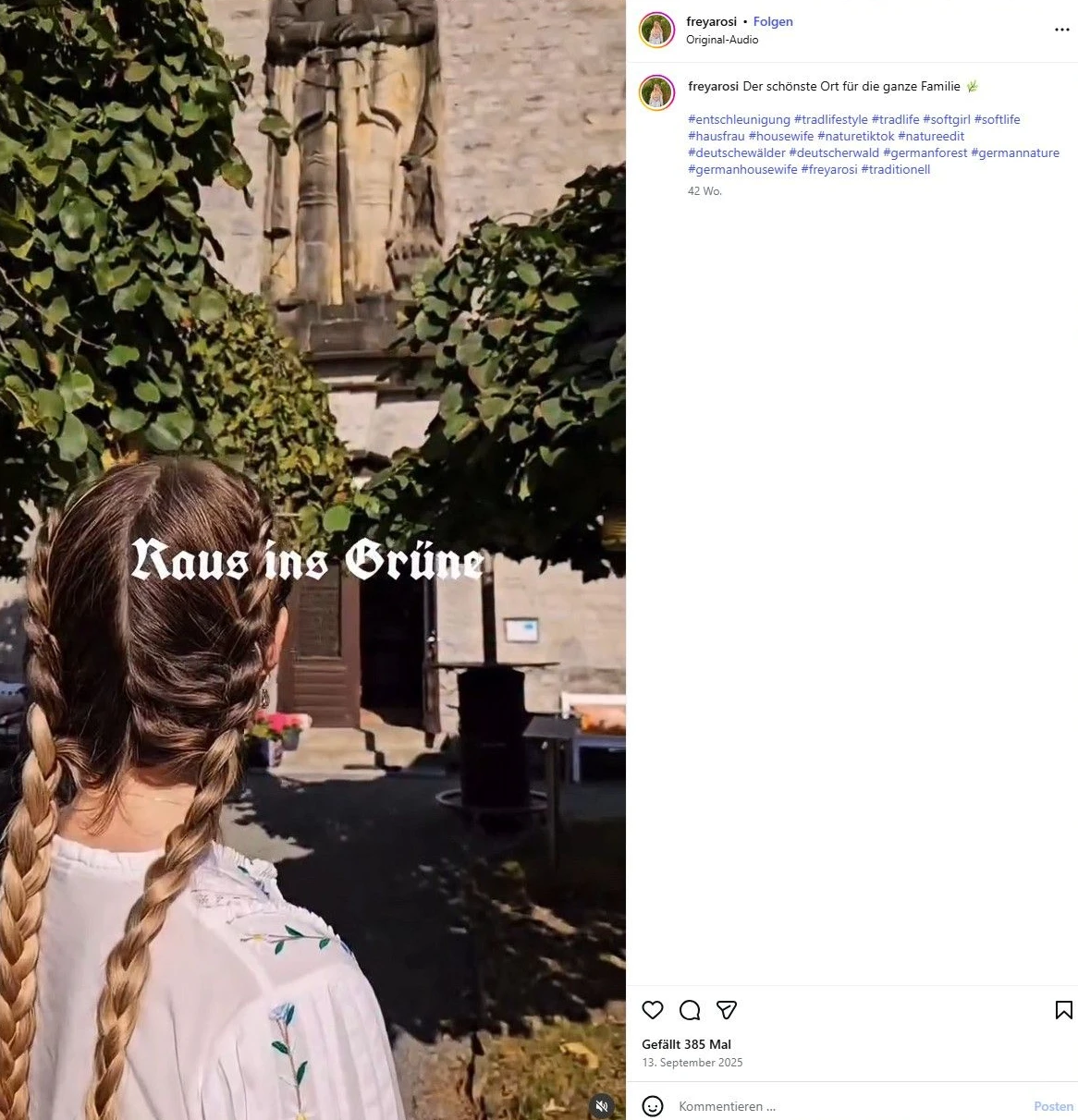 Mit Zöpfen und Fraktur: Instagram-Beitrag von „freyarosi“