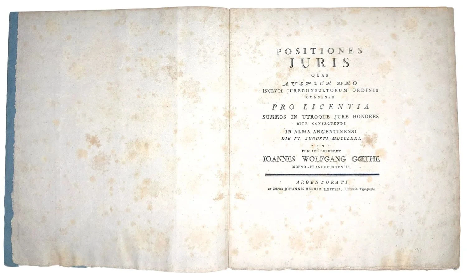  noch ungeöffnete Originalausgabe von Goethes Dissertation aus dem Jahr 1771