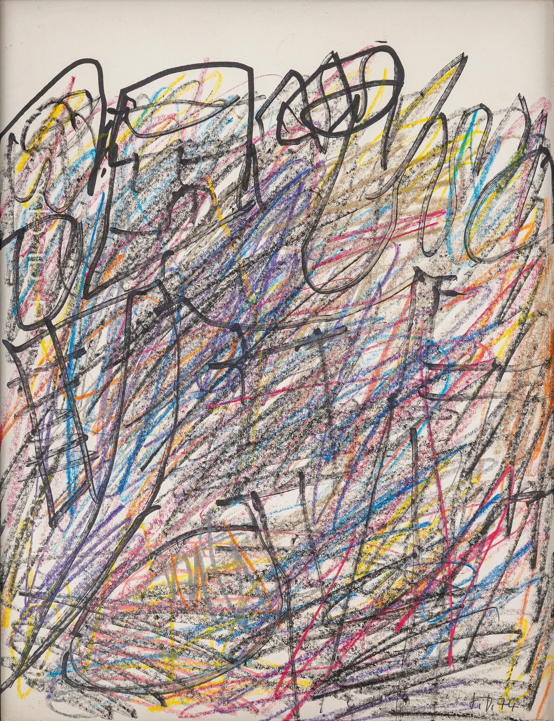 Setzt Cy Twombly würdig fort: Jean Dubuffets Farbkreideschwünge auf Papier vom 11. September 1974