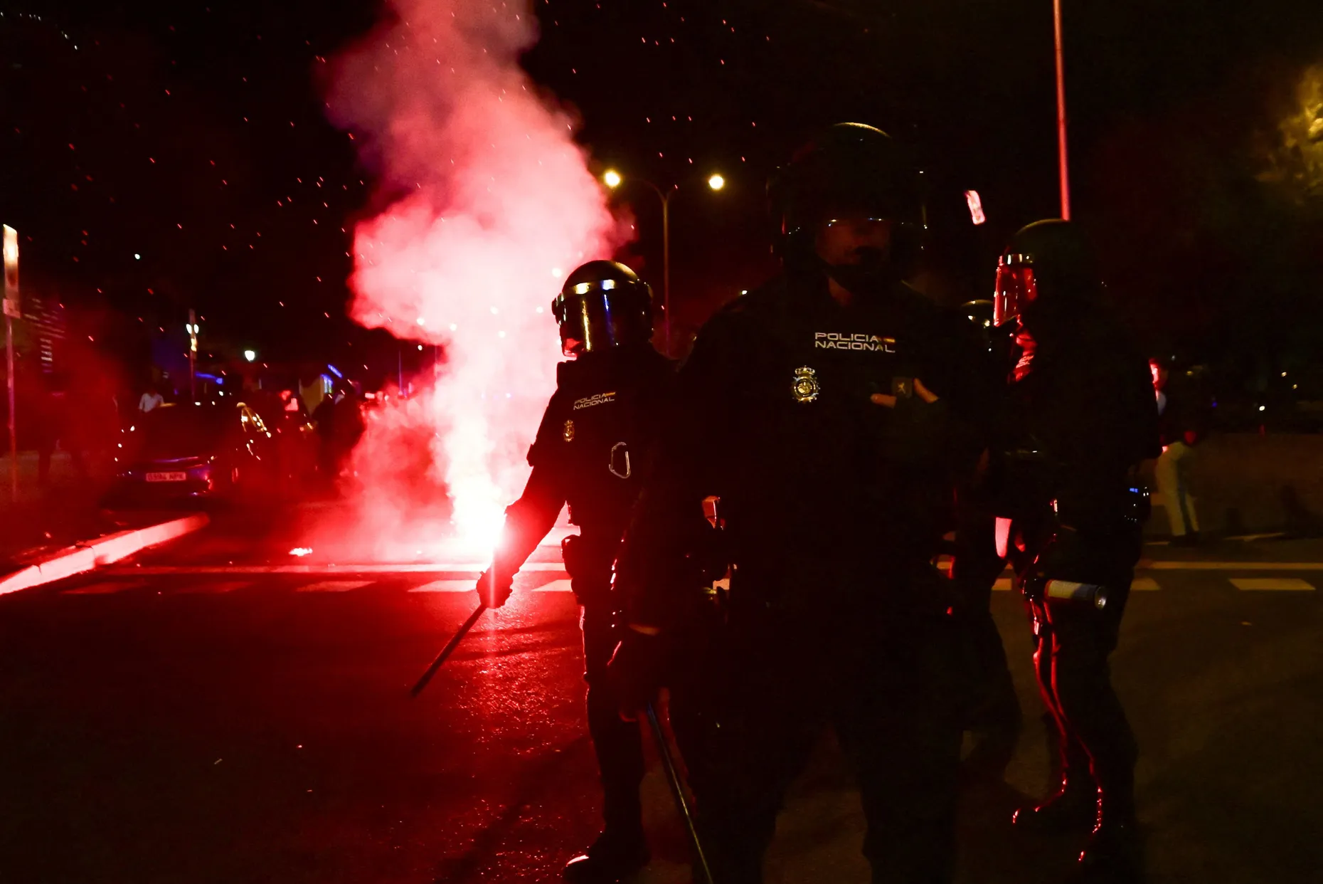 Einsatz von Polizisten vor dem Verkehrsministerium in Madrid