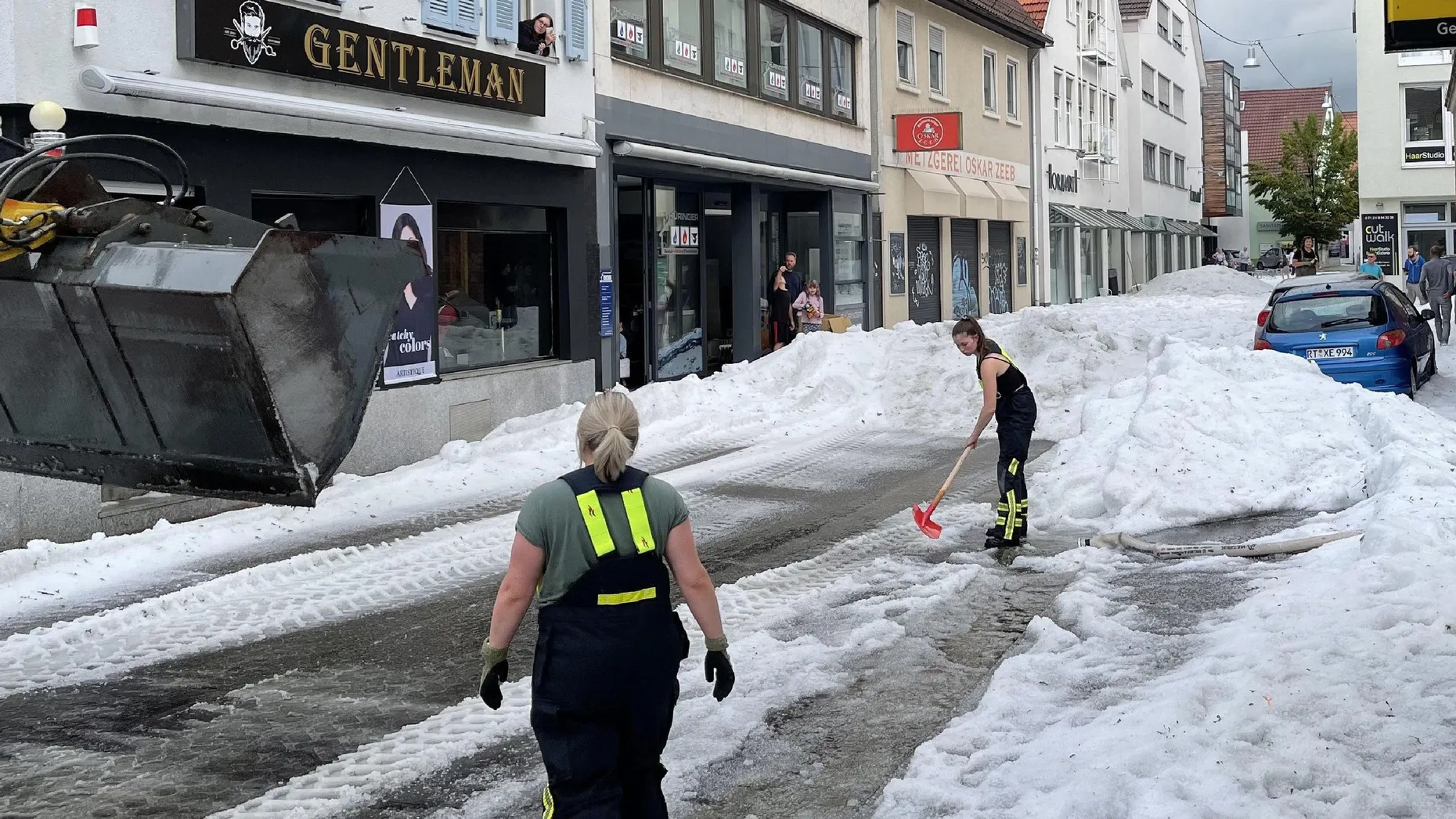 Reutlingen nach einem Hagelsturm im vergangenen August.