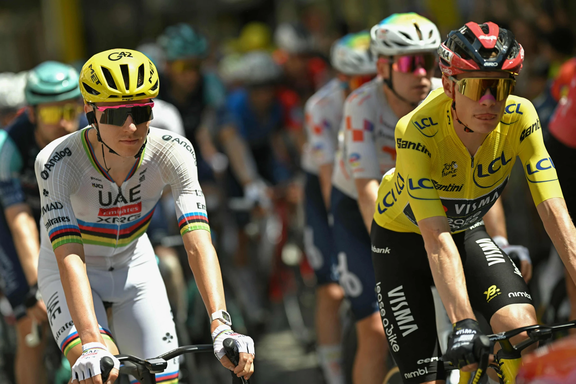 Die beiden Rivalen auf den Tour-Sieg: Tadej Počacar (links) und Jonas Vingegaard