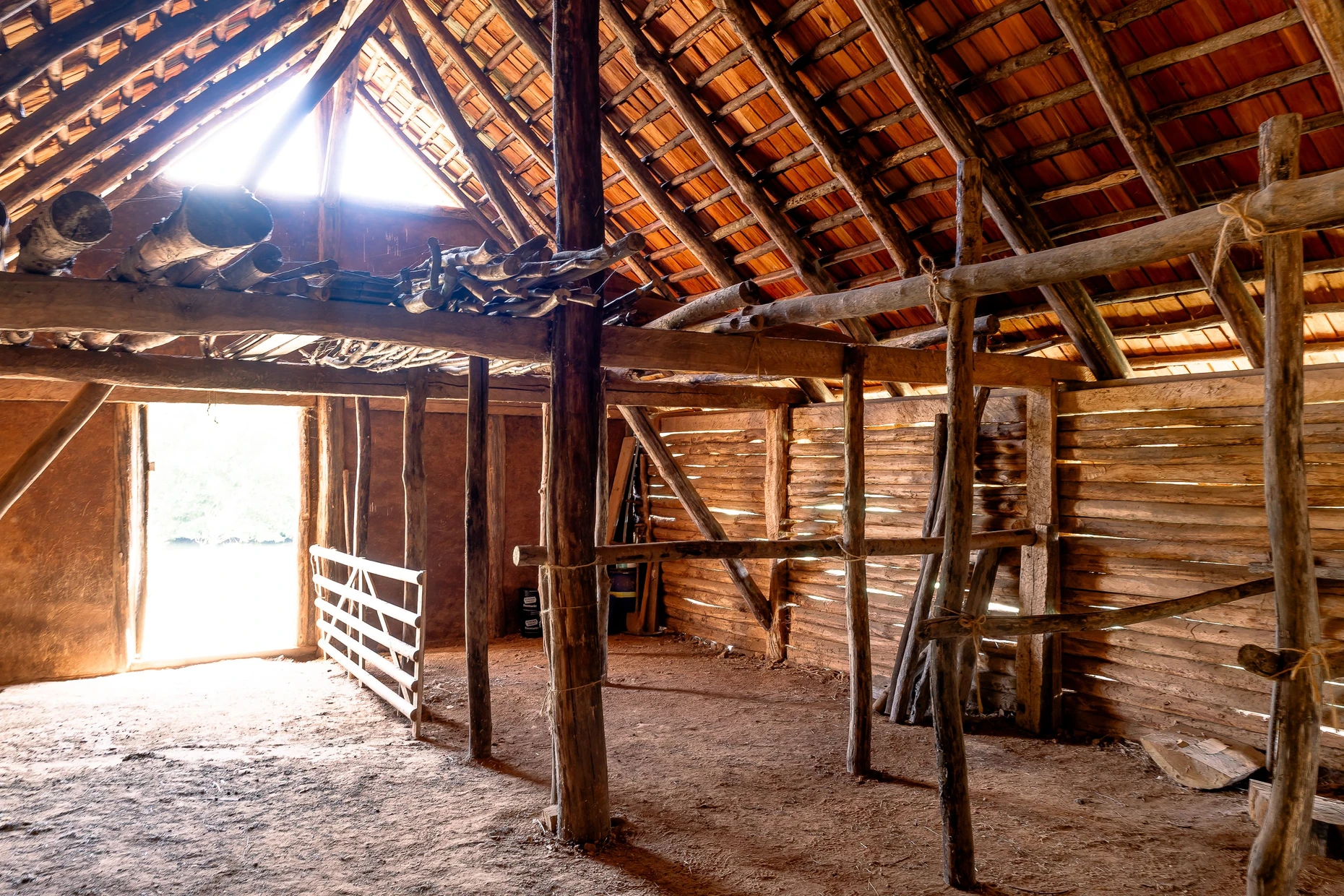 Gemeinschaftshaus: Blick auf das Schafsgehege in einem Wohnstallhaus