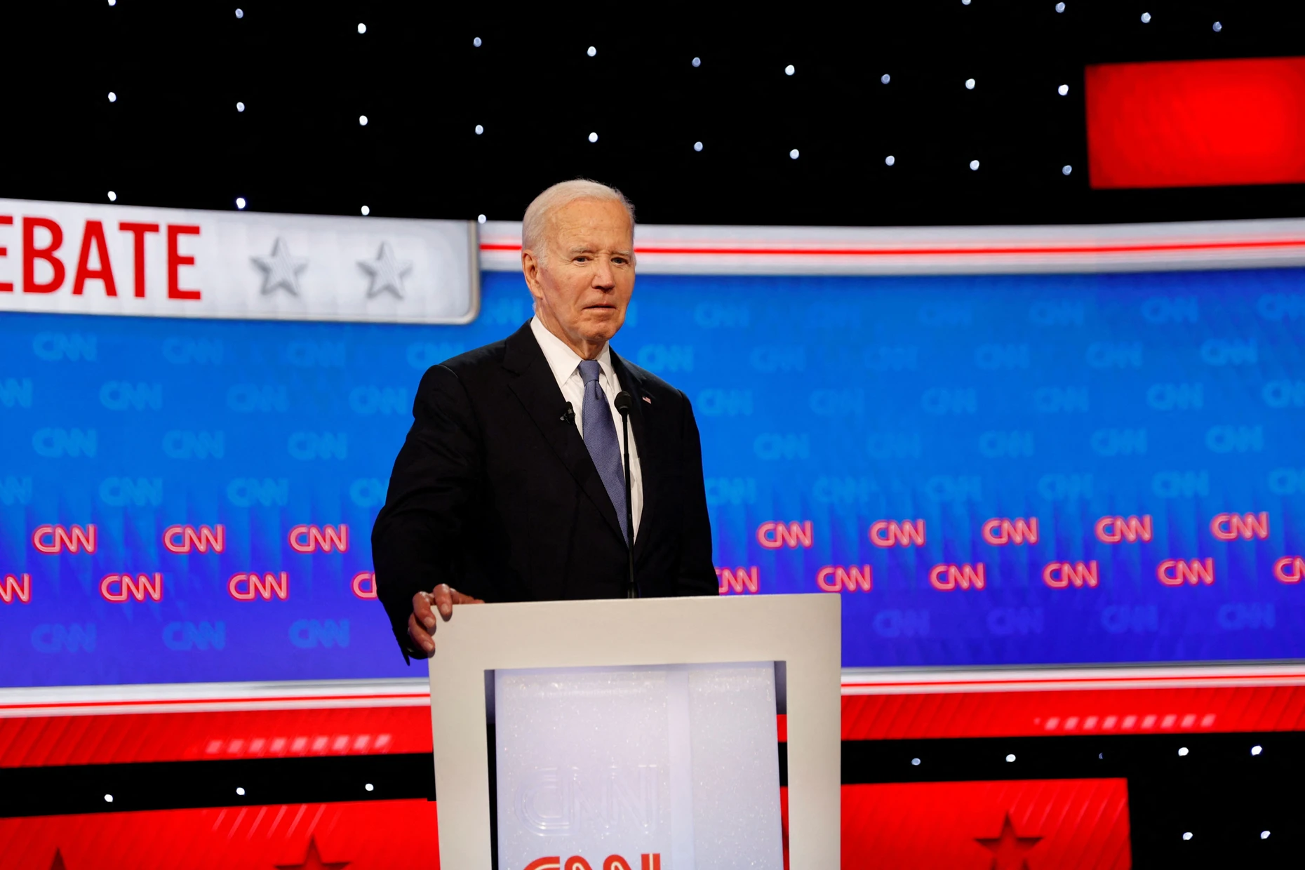 In Atlanta: Joe Biden hinterlässt beim Fernsehduell mit Donald Trump im Sommer 2024 einen verwirrten Eindruck.