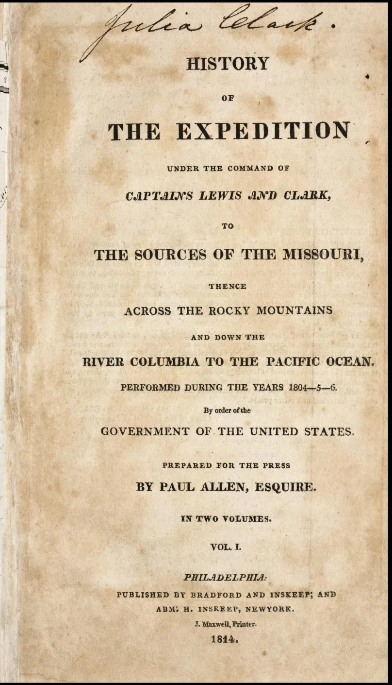 Erstausgabe der „History of the Expedition under the Command of Captains Lewis and Clark“ (1814)