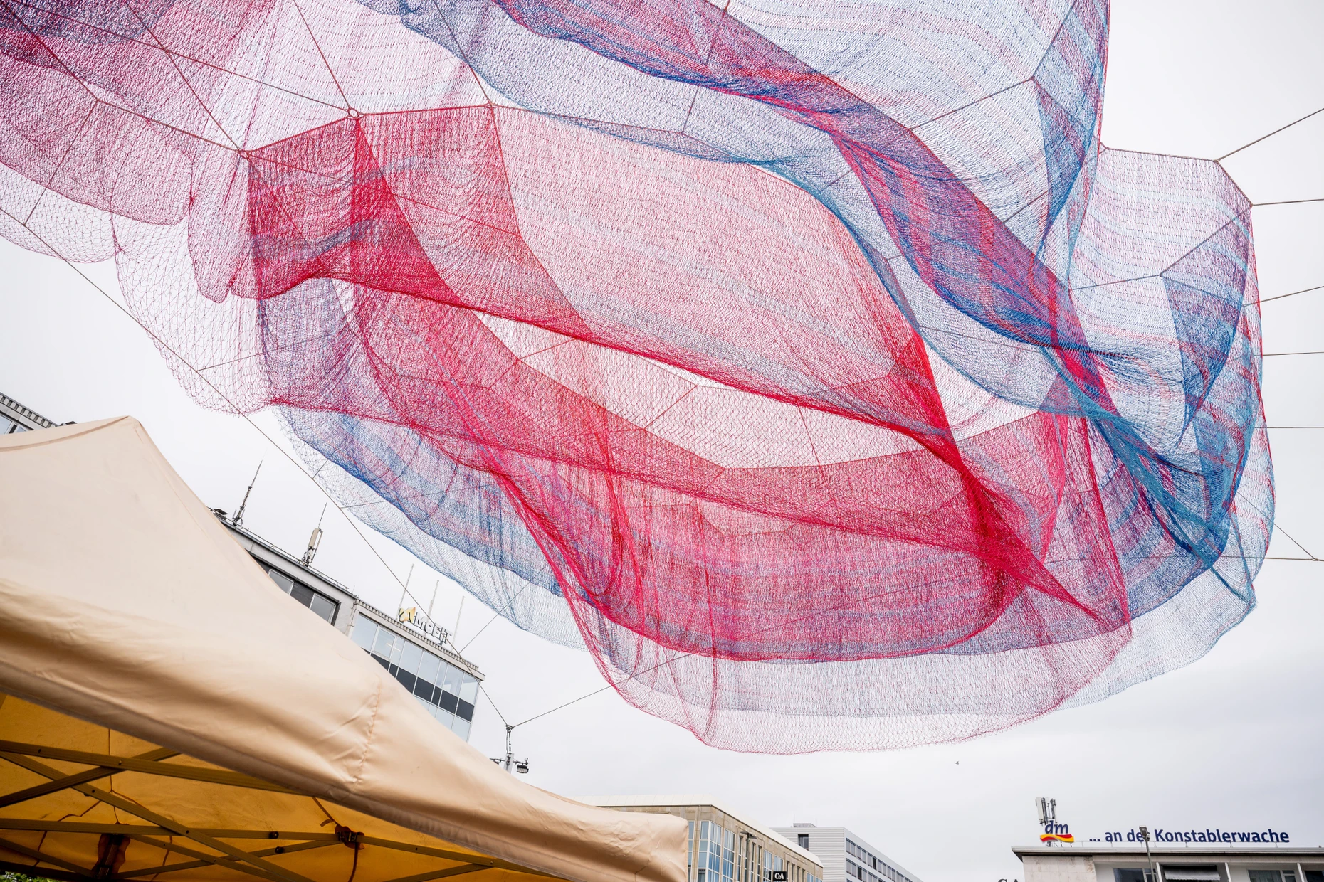 Der Blick vom Erzeugermarkt in den Himmel