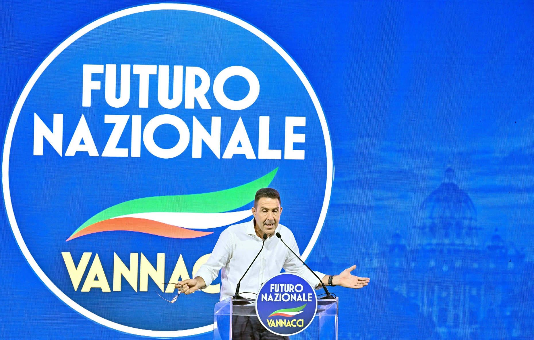 Roberto Vannacci am Tag der Gründung seiner Partei am 14. Juni 2026 in Rom