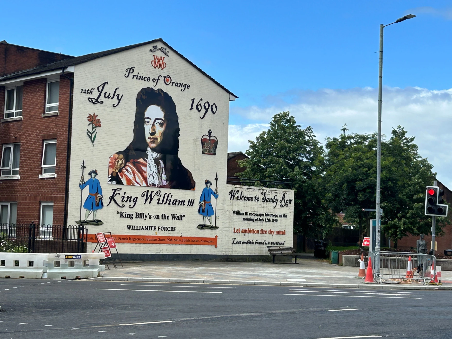 Die Wandmalerei an der Sandy Row erinnert an die Schlacht am Boyne