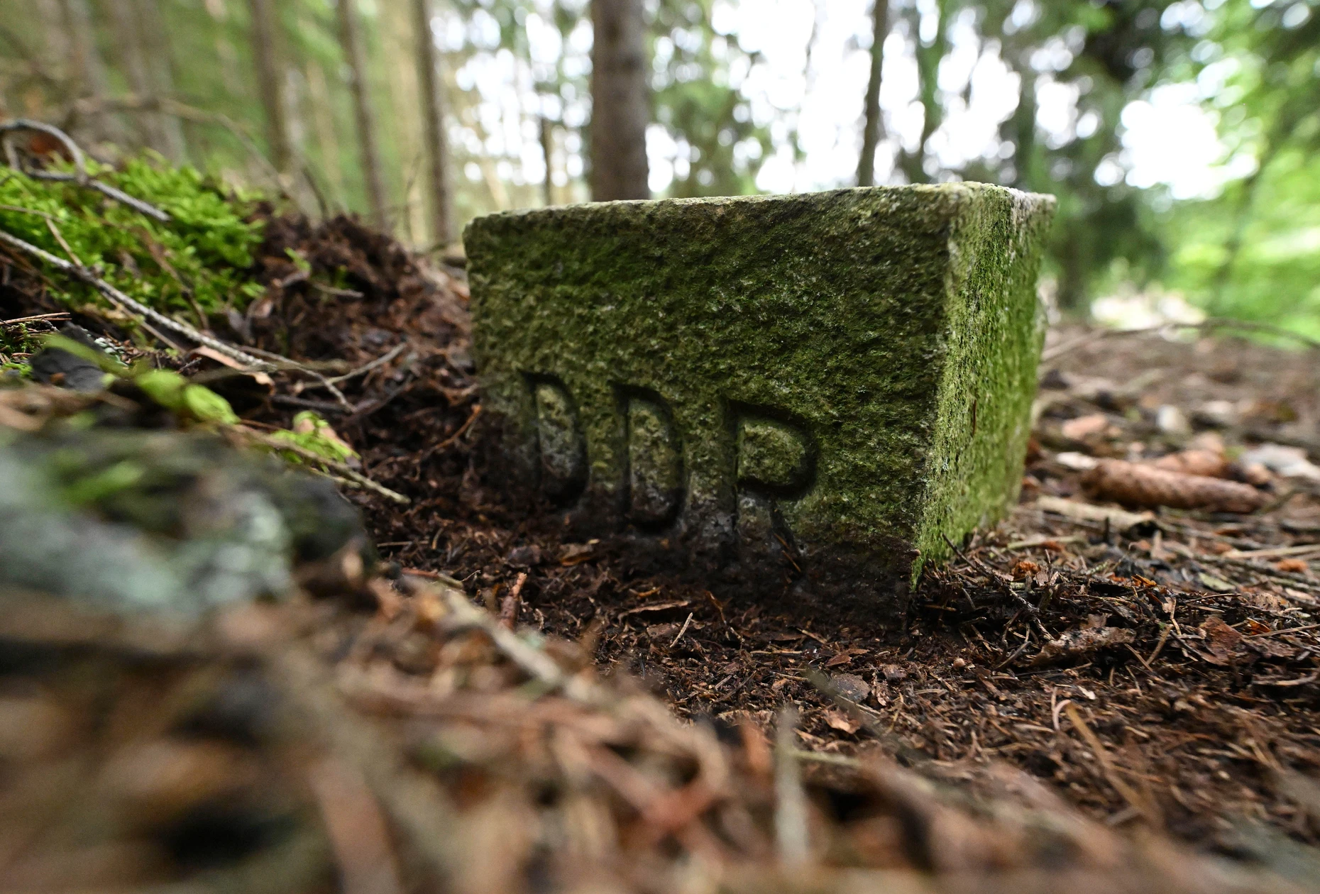 Spur der Steine: Ein alter DDR-Grenzstein an der früheren innerdeutschen Grenze.