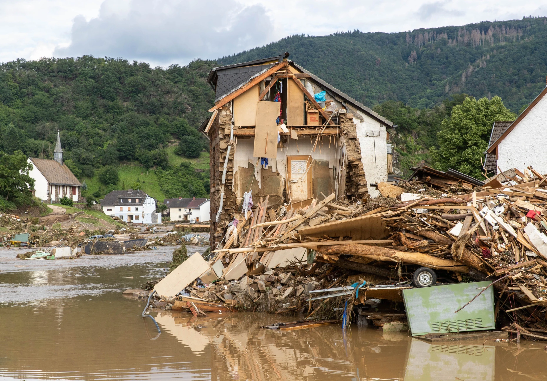 Zerstörte Häuser in Altenburg, aufgenommen am 15. Juli 2021