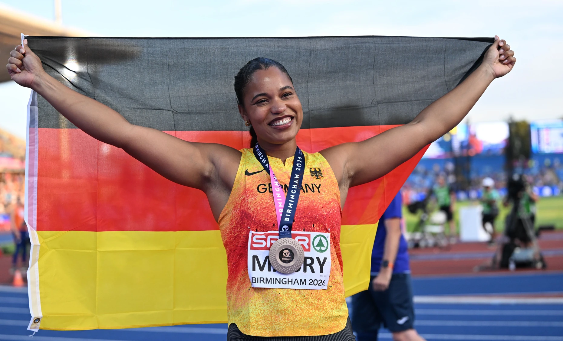 Erleichterte Kugelstoßerin: Yemisi Mabry war mit 19,50 Metern und EM-Bronze hochzufrieden.