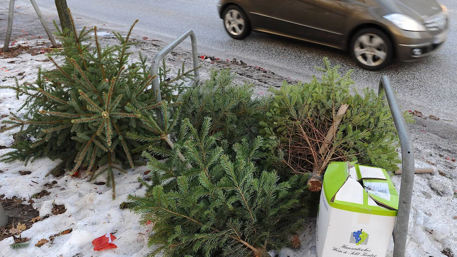 Wer Weihnachtsbäume einfach an den Straßenrand legt, begeht eine Ordnungswidrigkeit.