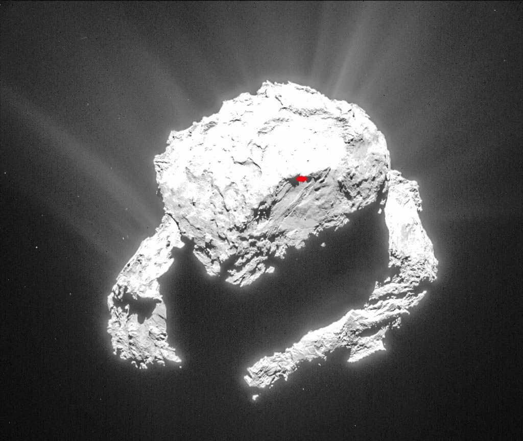 Der Komet 67P/Tschurjumow-Gerassimenko aus nächster Nähe, fotografiert von der Raumsonde Rosetta. Foto ESA
