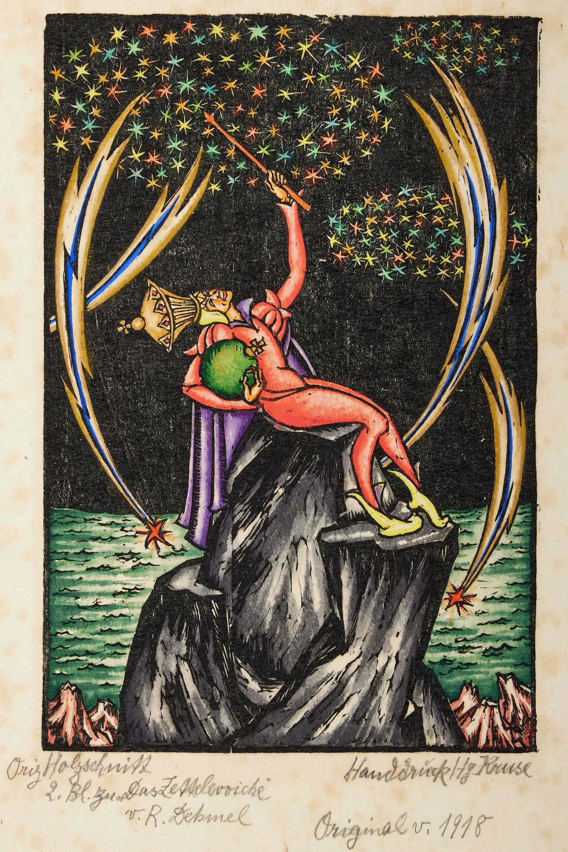 Hedwig Kruse, Illustration Blatt 1 zu Richard Dehmels „Das Zettelevoiche“, Holzschnitt (1918)