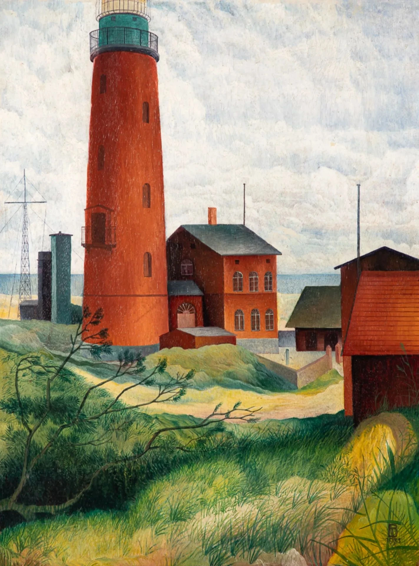  Hans Brass, „Leuchtturm Darßer Ort“, 1931, Öl auf Holz, 60 × 45 cm