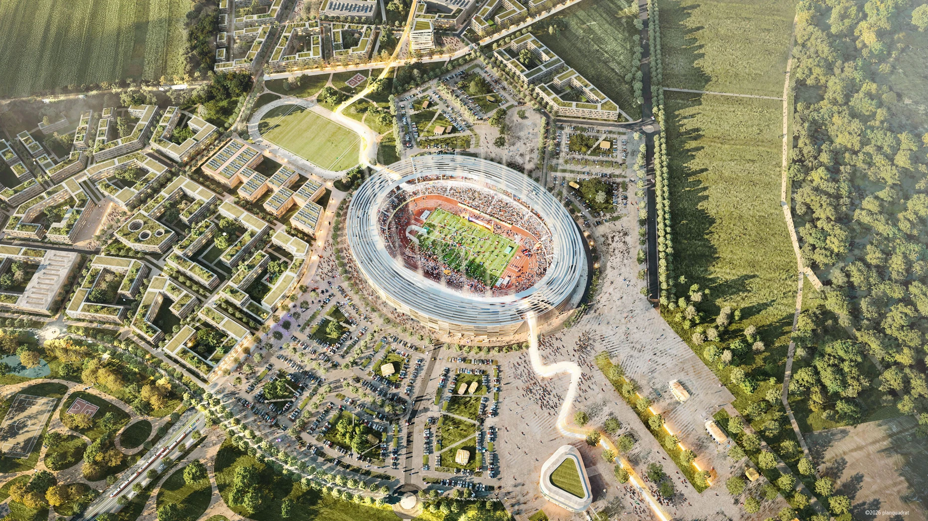 Visualisierung eines Stadionbaus in Köln