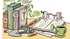 Dichten Sie ruhig bei der Gartenarbeit