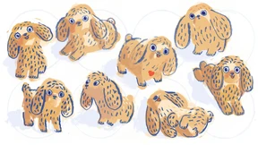 Die acht Körbchen der Pudel stehen neben ihrem Bett