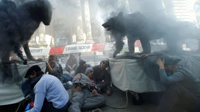 Demo gegen Bankensystem in Frankfurt