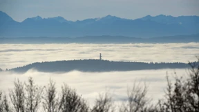 Dicker Nebel und strahlender Sonnenschein