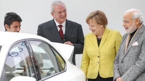 Winterkorn gibt sich entspannt mit der Kanzlerin