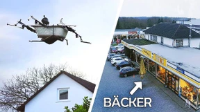 Youtuber fliegen mit einer Badewanne zum Bäcker