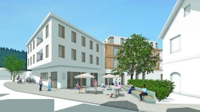 Bücherei, Bolzplatz, Wohnungen