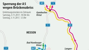 A5 nahe Frankfurt am Wochenende gesperrt