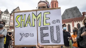 Demonstration nach Brand in Flüchtlingslager Moria