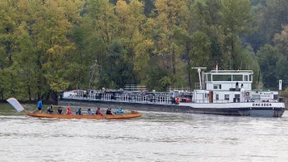 Tankschiff läuft bei Ingelheim auf Grund