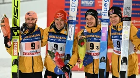 Deutsche Skispringer im Team auf Rang drei