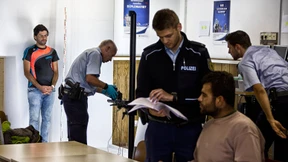 Registrierung von Flüchtlingen bei der Bundespolizei im Frankfurter Hauptbahnhof