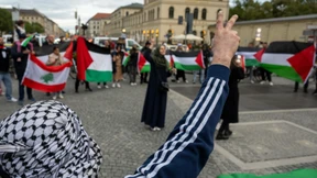 Hamas-Parole prangt im Münchner Olympiadorf