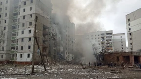 Wohngebiet zerstört nach russischem Angriff