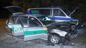 Polizeiwagen in Dresden angezündet