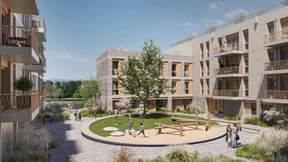 Neubauten an Rheinufer und Marina