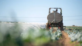 Bauern blicken angespannt nach vorn