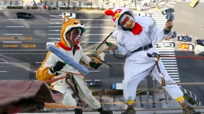 Fensterputzen als spektakuläre Show