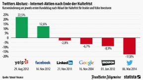 Nach Haltefrist-Ende sacken Internet-Aktien in den Keller