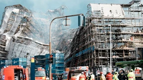 Außenmauer der Börse in Kopenhagen eingestürzt