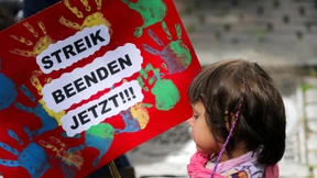 Proteste zum Auftakt der dritten Kita-Streikwoche