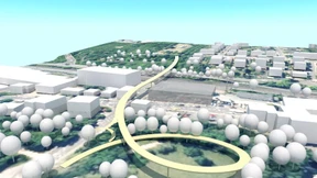 Eine Brücke vom Rathaus zum Kreishaus