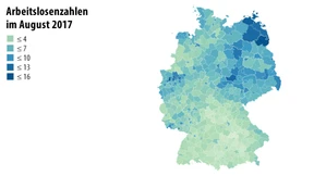 Arbeitslosenzahlen im August 2017